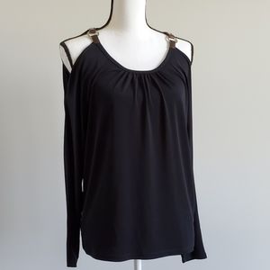 Michael Kors Navy cold shoulder top